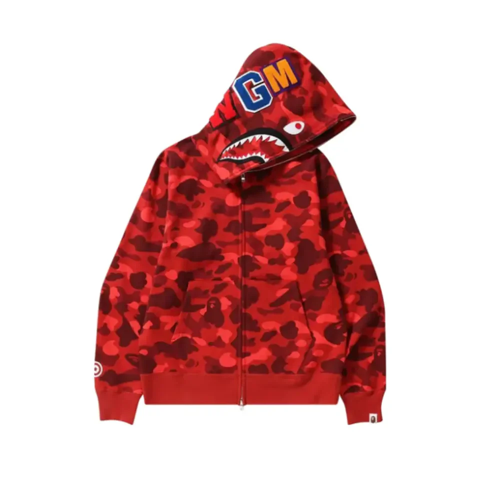 Bluza BAPE ABC Camo Shark Full Zip Hoodie Red