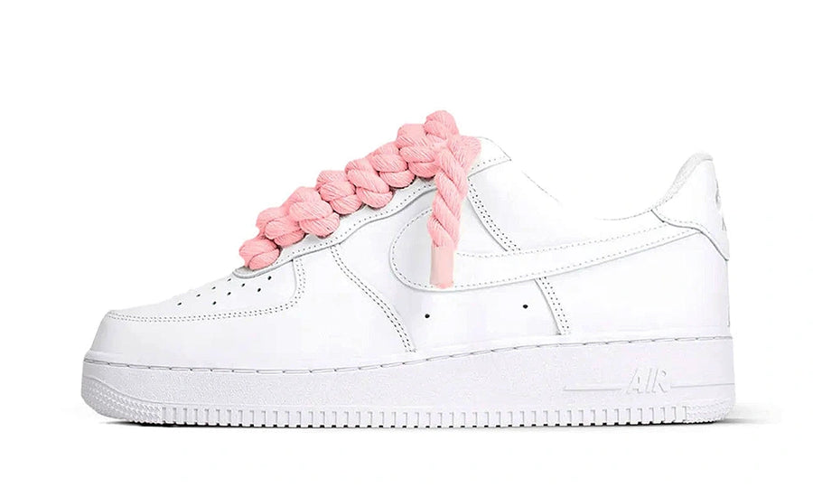 Nike Air Force 1 Low White Rope Laces Pink Białe