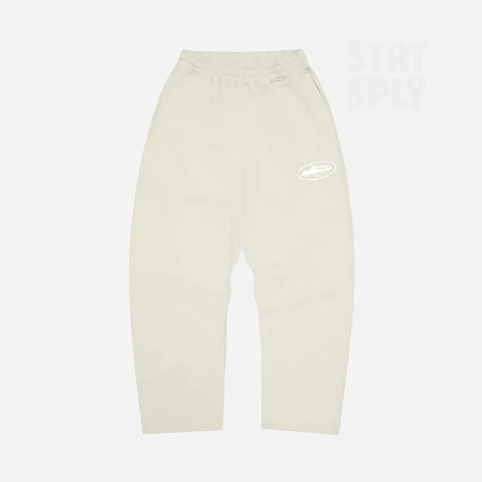 Spodnie Corteiz RTW Island Puff Print Open Hem Białe