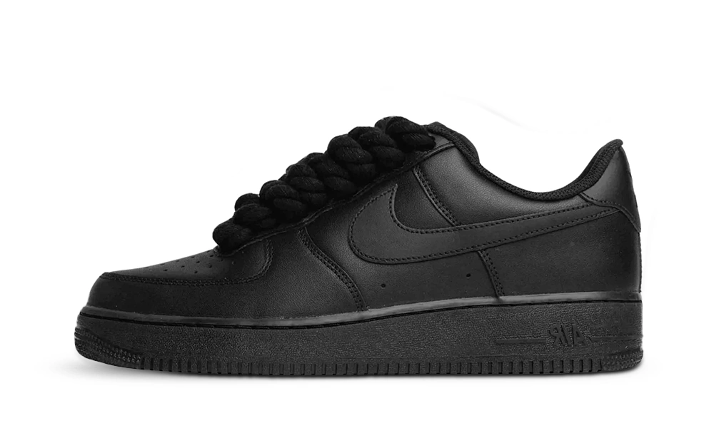 Nike Air Force 1 Low Black Rope Laces Czarne