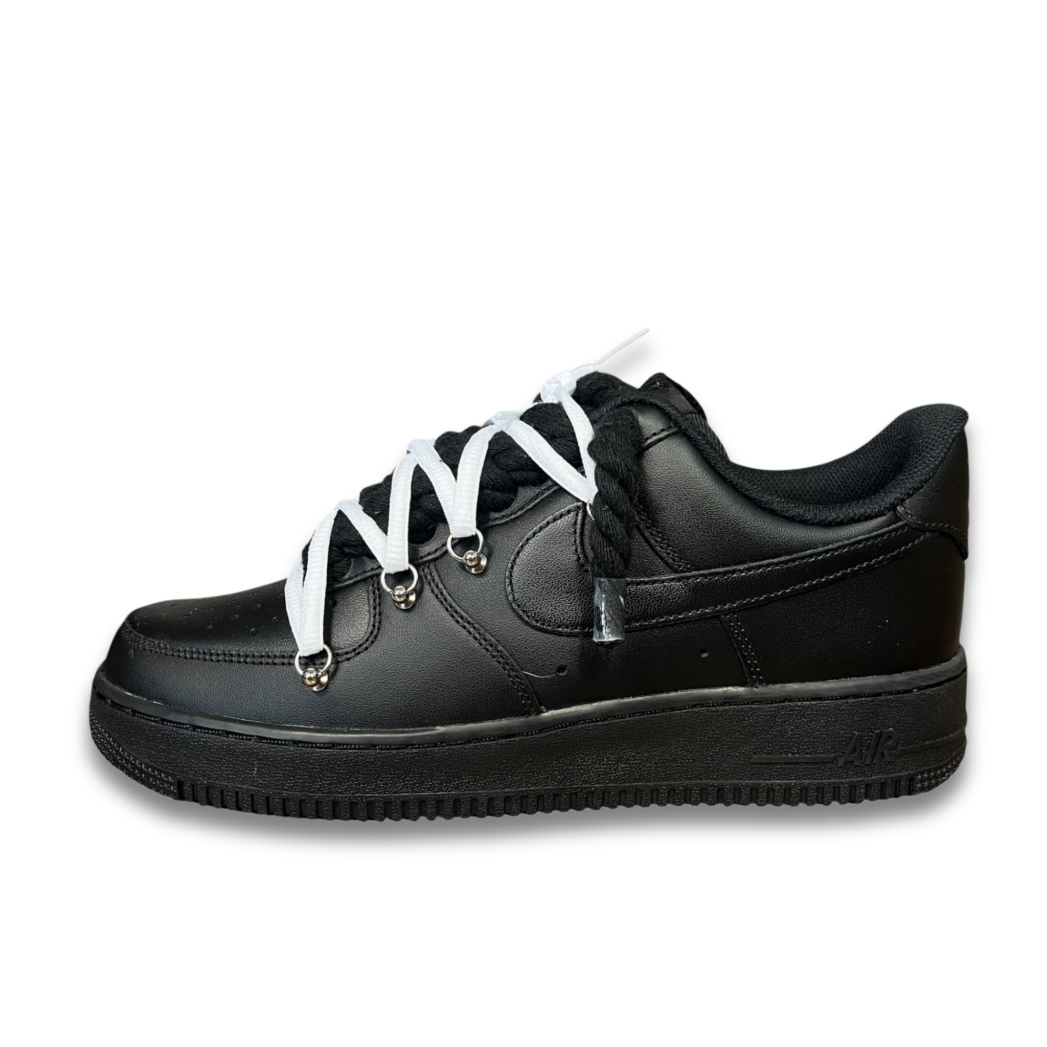Nike Air Force 1 Black / WHITE DOUBLE ROPE LACES