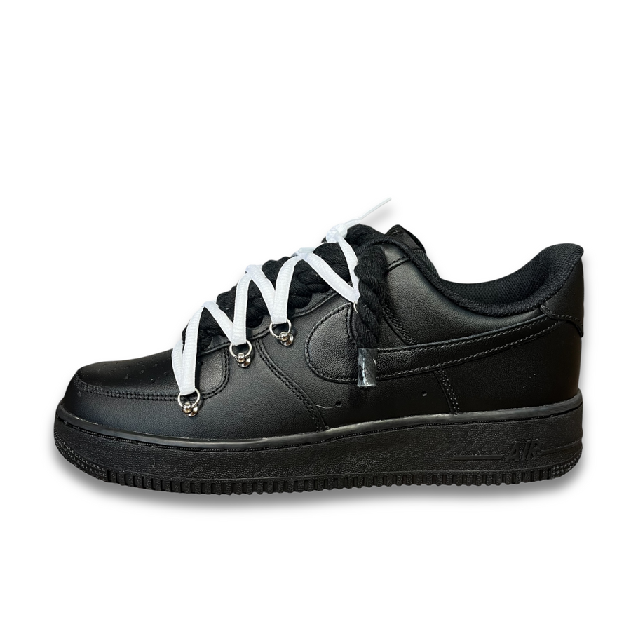 Nike Air Force 1 Black / WHITE DOUBLE ROPE LACES