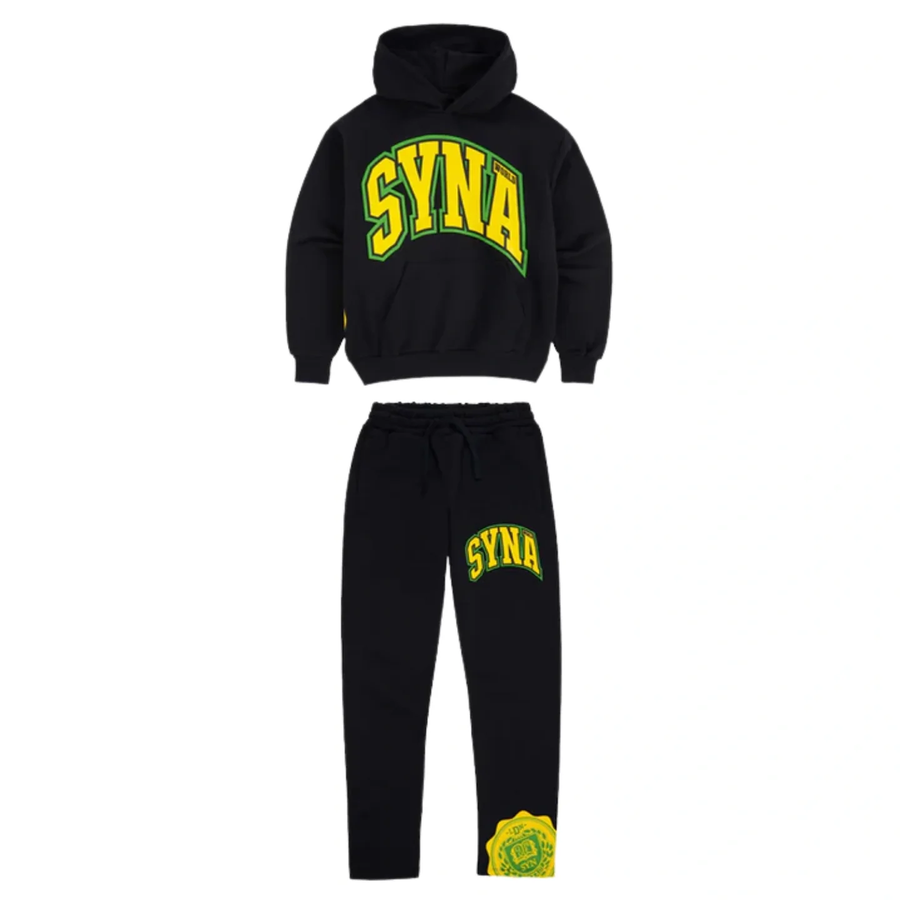 Set College Hood Tracksuit - Black/Yellow