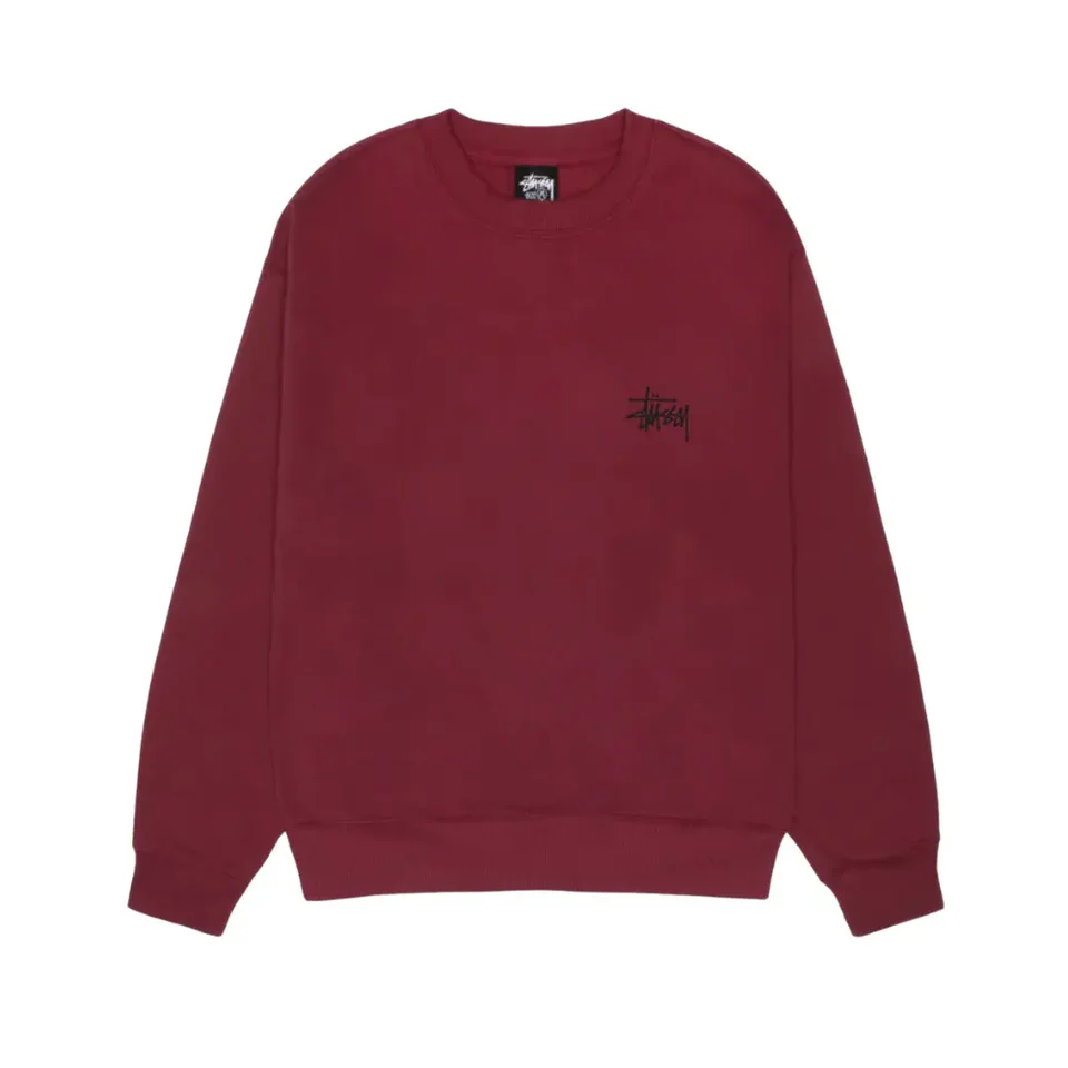 Stussy Men's Basic Stussy Crew Wine
