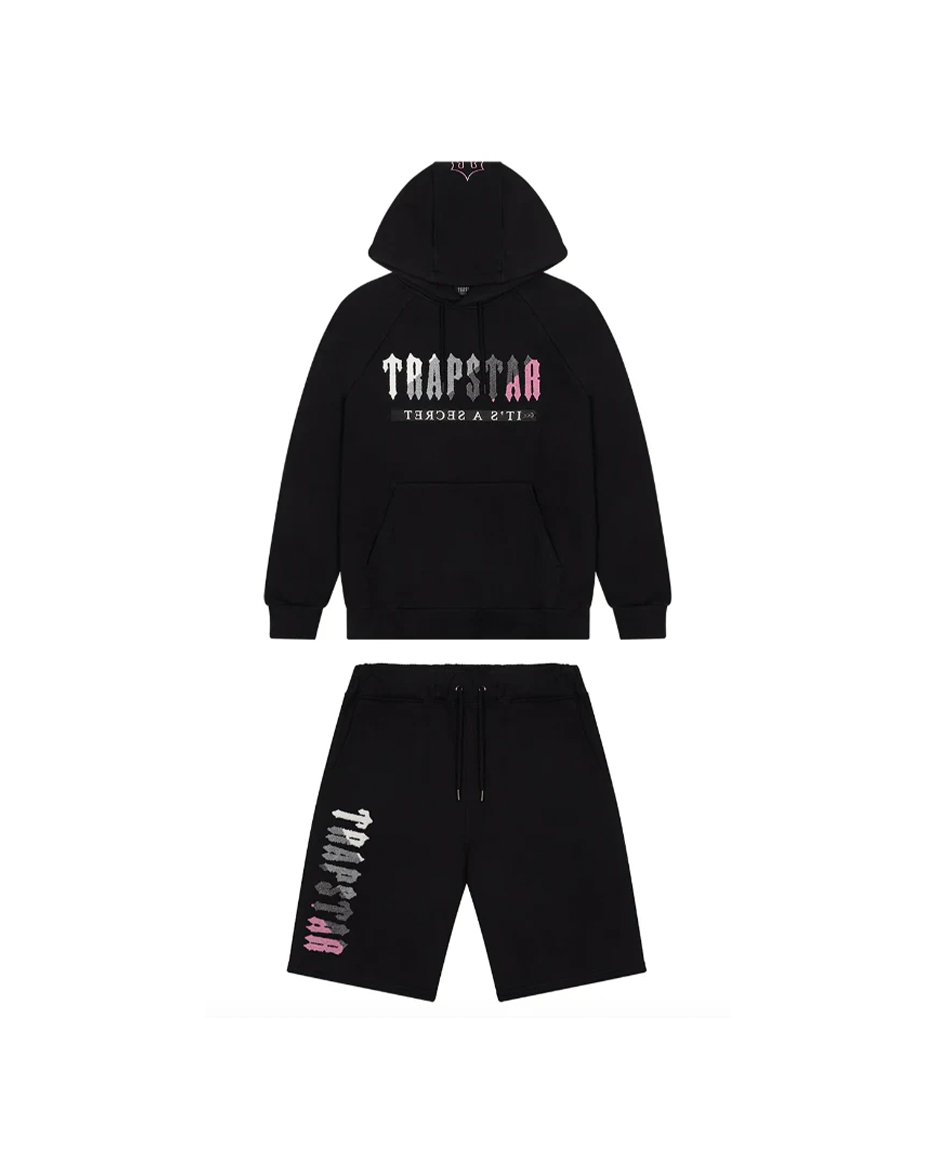 Set Trapstar Decoded Hooded Short Set (Black/Pink)