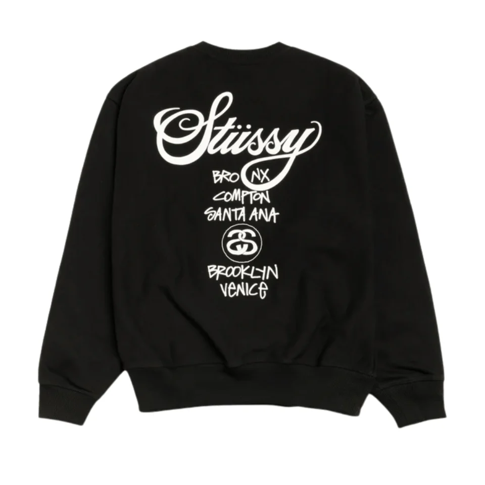 Bluza Stussy World Tour Crewneck Black