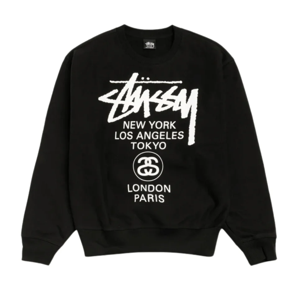 Bluza Stussy World Tour Crewneck Black