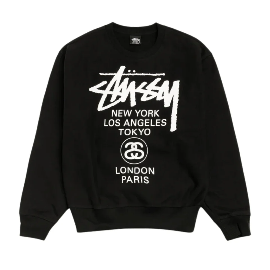Bluza Stussy World Tour Crewneck Black
